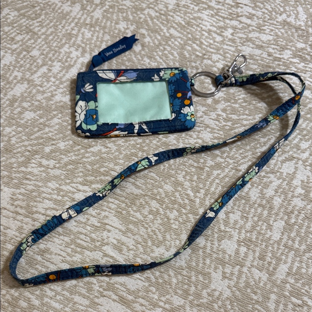 Vera Bradley Floral ID Holder in Blue and Green